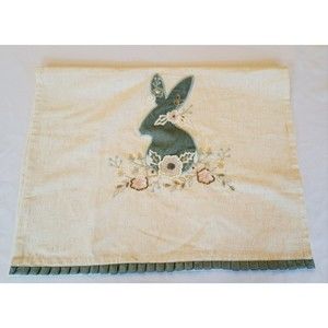 Bunny Rabbit  Kitchen Flour Sack Towel Embroidered & Beads Floral Cottage